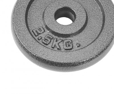 Стальной диск для гантелей и штанги вес 2,5 кг. Посадочный диаметр 25 мм. 
Метал. . фото 3