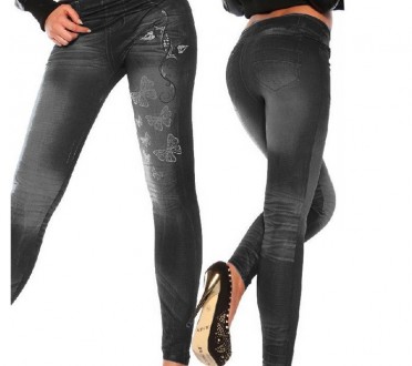 Модные облегающие леггинсы под джинс с интересным принтом Бабочи.
 
 Сейчас у ка. . фото 2