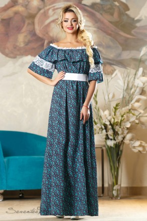 Оригинальная модель летнего платья в пол. Удачно сочетает в себе вырез «анжелика. . фото 3