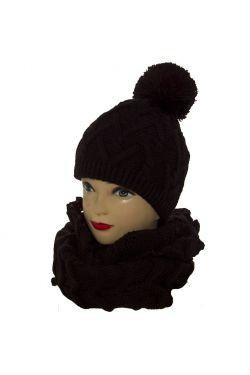 Очень теплый зимний комплект в который входят вязаные шапка и шарф-хомут, выполн. . фото 2