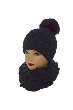 Очень теплый зимний комплект в который входят вязаные шапка и шарф-хомут, выполн. . фото 3