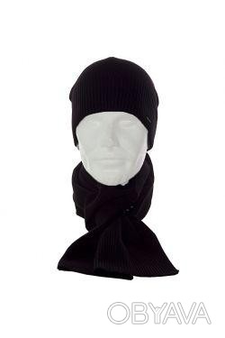 Стильный мужской комплект, который состоит из двухслойной шапки и шарфа, выполне. . фото 1