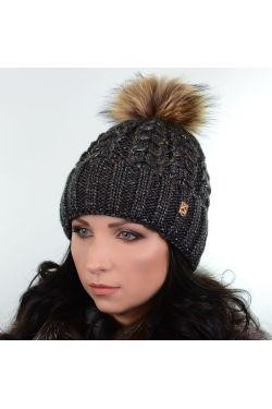 Зимова жіноча шапка з люриксом і хутряним помпоном - виглядає красиво і стильно,. . фото 3