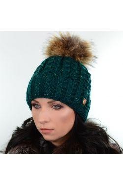 Зимова жіноча шапка з люриксом і хутряним помпоном - виглядає красиво і стильно,. . фото 4