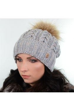 Зимова жіноча шапка з люриксом і хутряним помпоном - виглядає красиво і стильно,. . фото 5