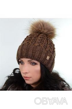 Зимова жіноча шапка з люриксом і хутряним помпоном - виглядає красиво і стильно,. . фото 1