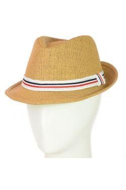 Летняя шляпа декорирована вшитой тканевой лентой по кругу изделия - смотрится не. . фото 2