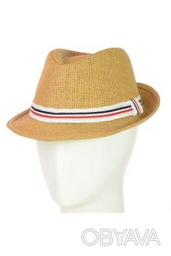 Летняя шляпа декорирована вшитой тканевой лентой по кругу изделия - смотрится не. . фото 1