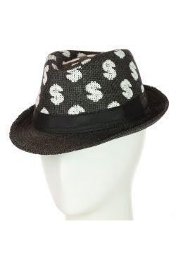 Солом'яний капелюх-челентанка, прикрашена чорною тканинною стрічкою. Модель має . . фото 4