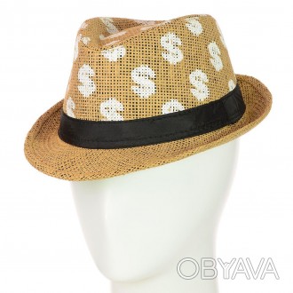 Солом'яний капелюх-челентанка, прикрашена чорною тканинною стрічкою. Модель має . . фото 1