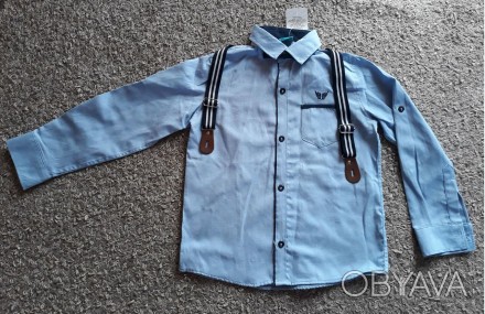 Рубашка школьная детская стильная, высокого качества, с длинным рукавом, длину р. . фото 1
