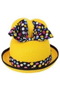 Красивая летняя соломенная шляпа для девочки, сделана котелком с подвернутыми по. . фото 2