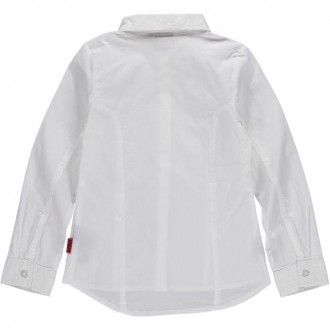 Біла акуратна блузка зі смужкою золотистого кольору спереду. Тканина блузки має . . фото 3
