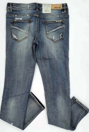 
Синие джинсы со средней талией. Регулятор резинки по линии пояса
.Джинсовая тка. . фото 3