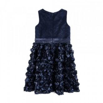 Синє плаття для дівчинки без рукава. Верх сукні зроблений із блискучої тканини. . . фото 3
