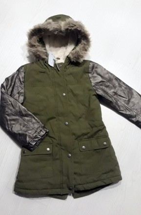 Джинсова куртка на хутрі для дівчаток від фірми Grace. Модель зимова, з знімним . . фото 2