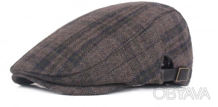 Клітчаста шапка-берет, весняно-осіння шапка для чоловіків і жінок, регульована п. . фото 1