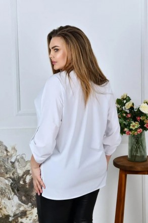 Женская блузка батал летняя с софта
Код 016518
Ткань: софт.
Цвета: белый, черный. . фото 11