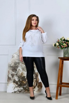Женская блузка батал летняя с софта
Код 016518
Ткань: софт.
Цвета: белый, черный. . фото 9
