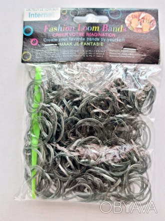 Резинки для плетения браслетов серые прозрачные 200шт. . фото 1