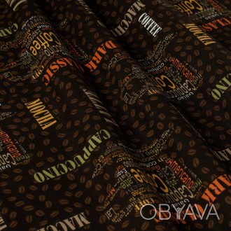 Декоративная ткань кофе коричневый на черном фоне Турция. Ширина ткани 180 см, в. . фото 1