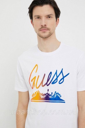 Бавовняна футболка Guess колір білий з аплікацією, S, M, L, XL, XXL. Киев. фото 1 Бавовняна футболка Guess колір білий з аплікацією, S, M, L, XL, XXL. Киев. фото 1