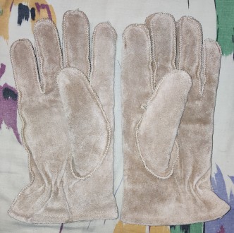 Кожаные, замшевые перчатки на меху, на небольшую или среднюю руку, ширина-11см, . . фото 5