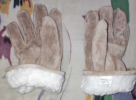 Кожаные, замшевые перчатки на меху, на небольшую или среднюю руку, ширина-11см, . . фото 6