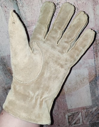 Кожаные, замшевые перчатки на меху, на небольшую или среднюю руку, ширина-11см, . . фото 3