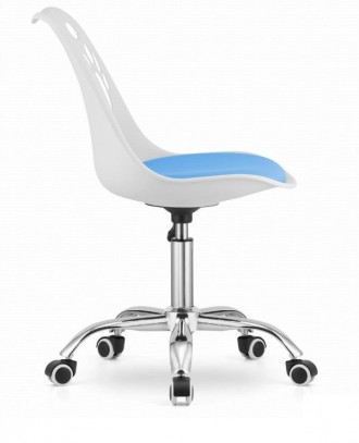 Крісло поворотний стілець на колесах PRINT біле із синім сидінням
Функціональне . . фото 6