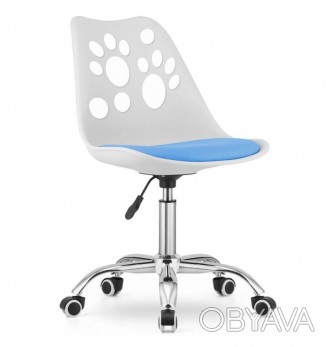 Крісло поворотний стілець на колесах PRINT біле із синім сидінням
Функціональне . . фото 1