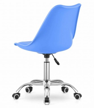 Крісло стілець офісний на колесах поворотний на 360 градусів ALBA.. Колір синій.. . фото 3