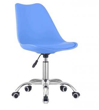 Крісло стілець офісний на колесах поворотний на 360 градусів ALBA.. Колір синій.. . фото 2