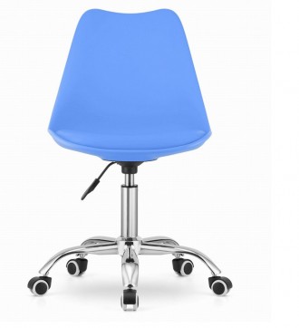 Крісло стілець офісний на колесах поворотний на 360 градусів ALBA.. Колір синій.. . фото 4