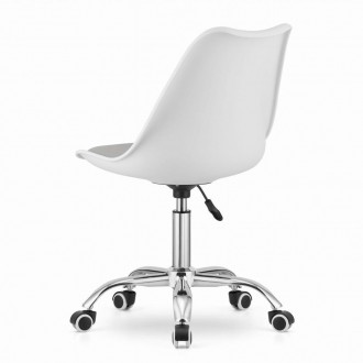 Кресло стул офисный на колесах поворотный на 360 градусов VIENNA. Цвет белый с с. . фото 3