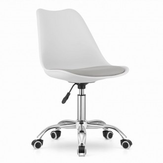 Кресло стул офисный на колесах поворотный на 360 градусов VIENNA. Цвет белый с с. . фото 5