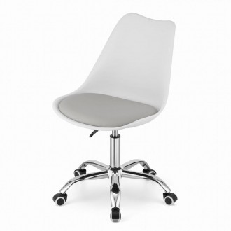 Кресло стул офисный на колесах поворотный на 360 градусов VIENNA. Цвет белый с с. . фото 2
