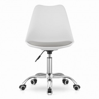 Кресло стул офисный на колесах поворотный на 360 градусов VIENNA. Цвет белый с с. . фото 4