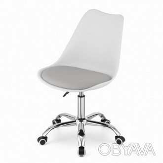 Кресло стул офисный на колесах поворотный на 360 градусов VIENNA. Цвет белый с с. . фото 1