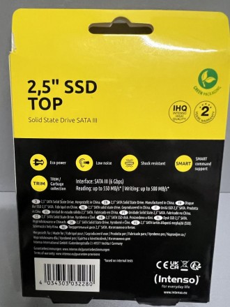 
Жесткий диск Intenso 2.5 SSD TOP Sata III 1TB 2TB НОВЫЙ!!!
Характеристики смотр. . фото 4