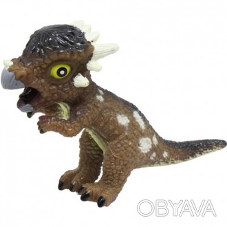 Яркая резиновая игрушка-пищалка в виде динозавра. Высокая детализация, прочно ст. . фото 1