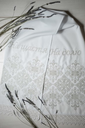 
Украинский свадебный рушник.
 Вышивка крестиком.
Размер 150*31 см 
Материал:габ. . фото 6
