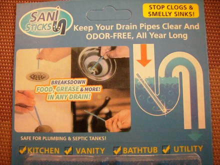 Палочки Sani Sticks предназначены для удаления засоров из сливов.
Средство спра. . фото 6