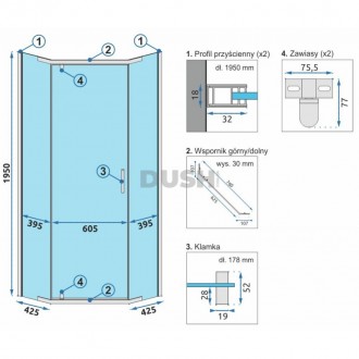Стильна хромована душова кабіна Rea Axin розміром 90 × 90 см виготовлена і. . фото 6