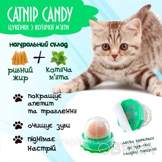 Леденец-конфета для котов и кошек с мятой и рыбьим желатином. Кошачья кошачья мя