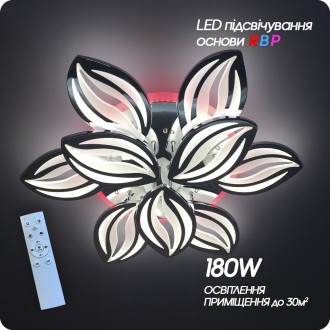 Люстра светодиодная с пультом 517 Light 180Вт 3color Хром (01453) подходит на ко. . фото 12