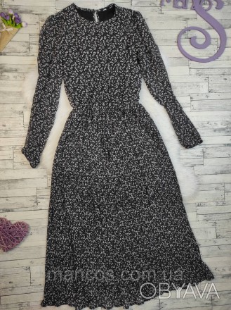 Женское длинное платье SinSay черное с цветочным принтом 
Состояние: б/у, в идеа. . фото 1