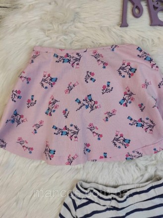 Детская юбка для девочки набор из двух штук розовая с цветочным принтом белая с . . фото 3