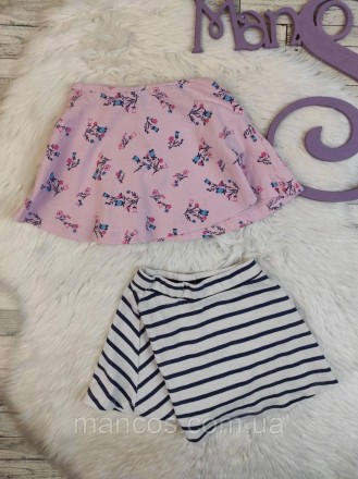 Детская юбка для девочки набор из двух штук розовая с цветочным принтом белая с . . фото 5