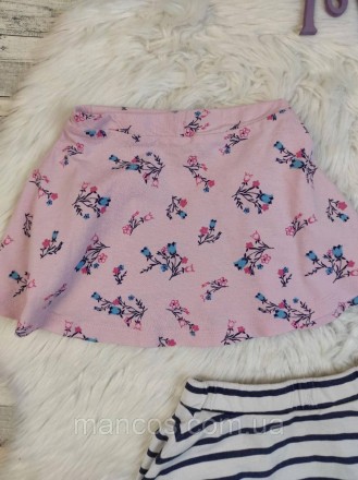 Детская юбка для девочки набор из двух штук розовая с цветочным принтом белая с . . фото 7